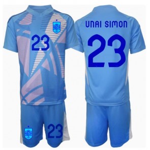 Španělsko Unai Simon #23 Brankářské Dětské Domácí dres komplet ME 2024 Krátký Rukáv (+ trenýrky)